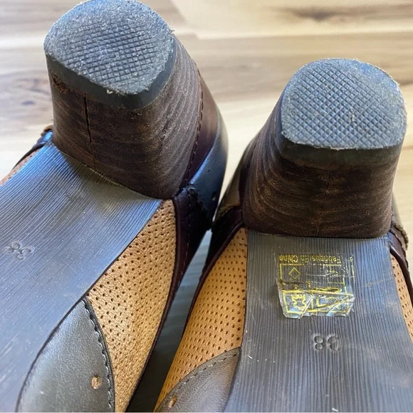 L’ARTISTE Bardot Brown Leather Shoes Oxford Heel Size 7.5 - Picture 9 of 9